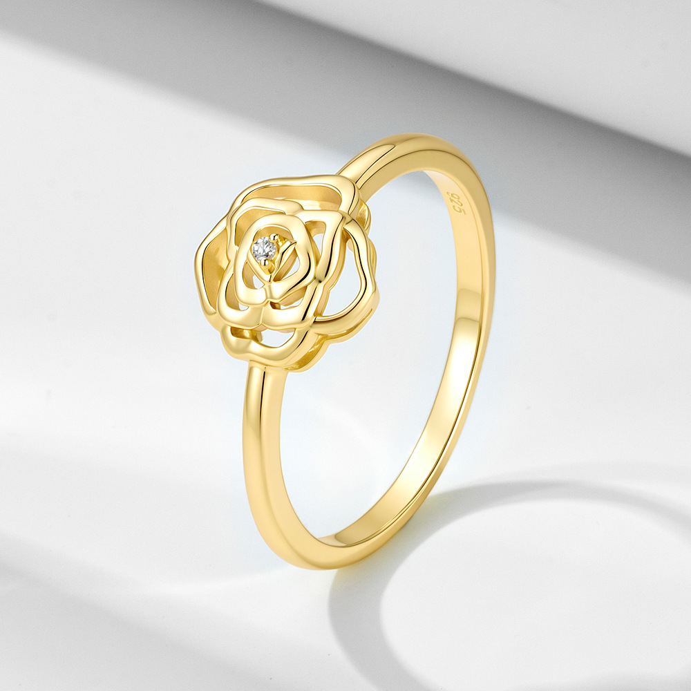 French-style delicate floral sterling silver ring for women, European and American style, high-end niche design, light luxury temperament ring bracelet.