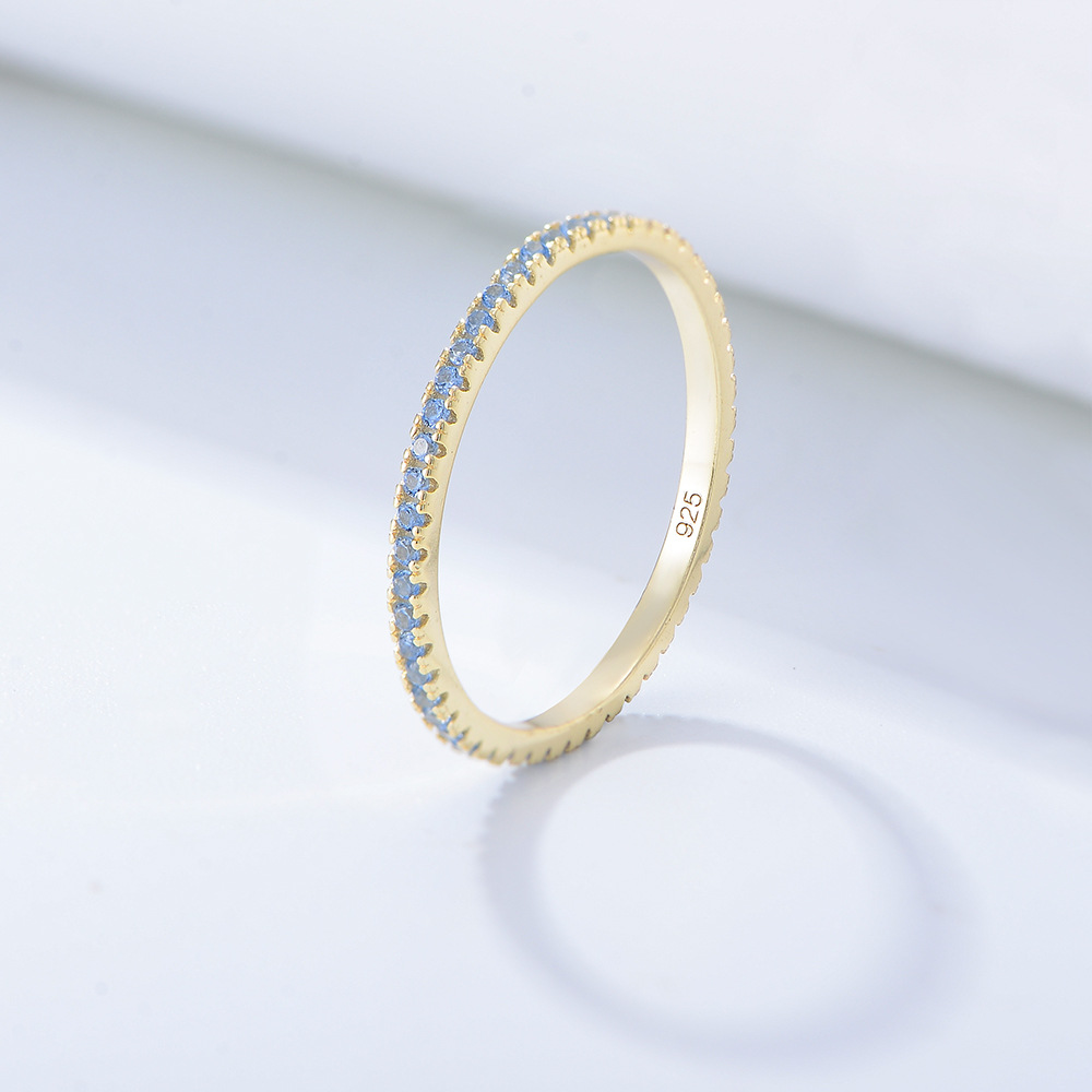 Hot-selling S925 sterling silver colored zircon micro-pave full diamond ring for women, European and American style fashion jewelry.