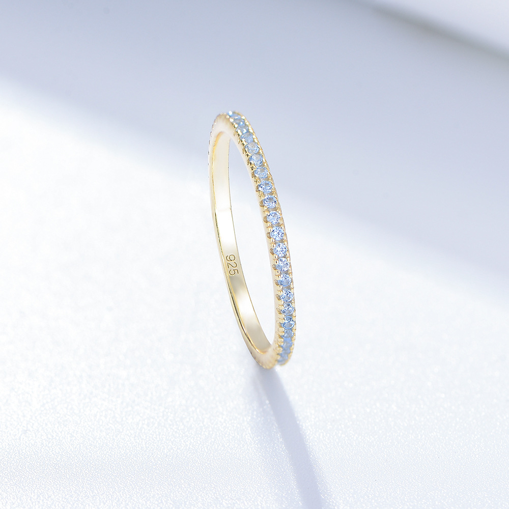 Hot-selling S925 sterling silver colored zircon micro-pave full diamond ring for women, European and American style fashion jewelry.