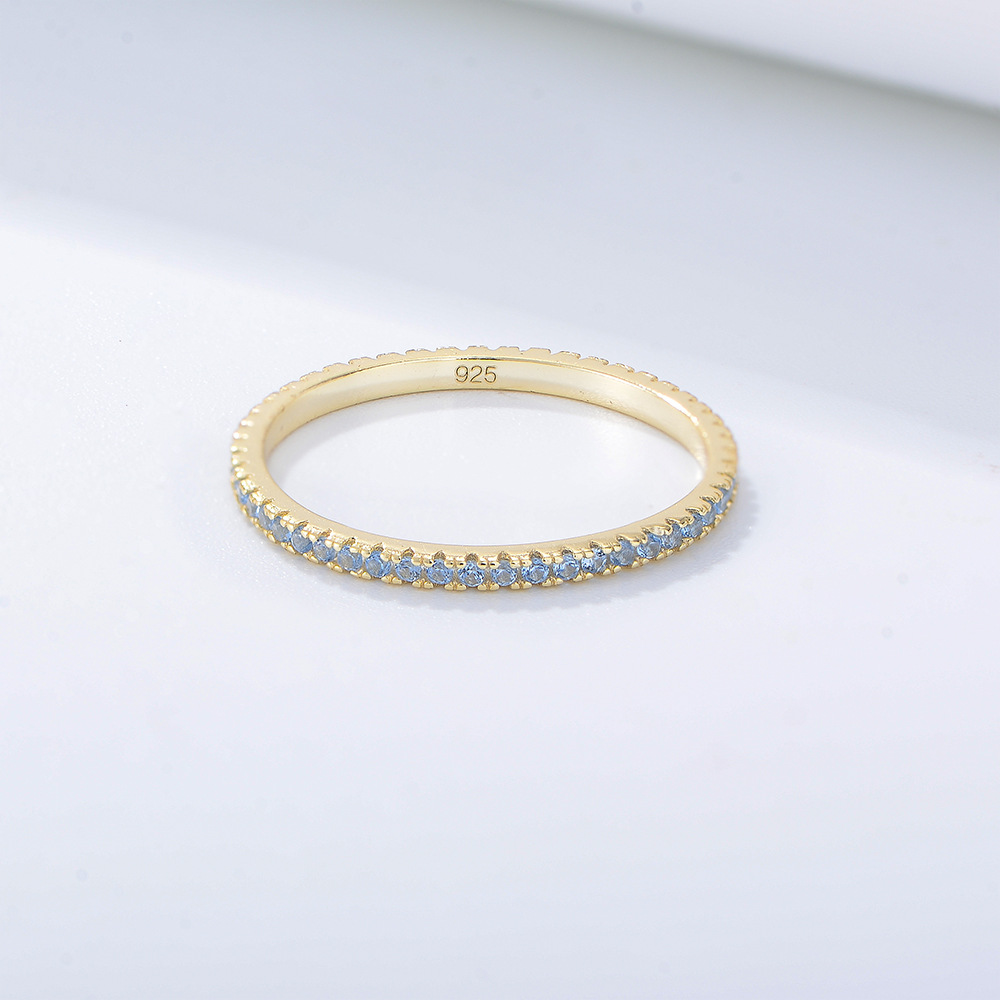 Hot-selling S925 sterling silver colored zircon micro-pave full diamond ring for women, European and American style fashion jewelry.