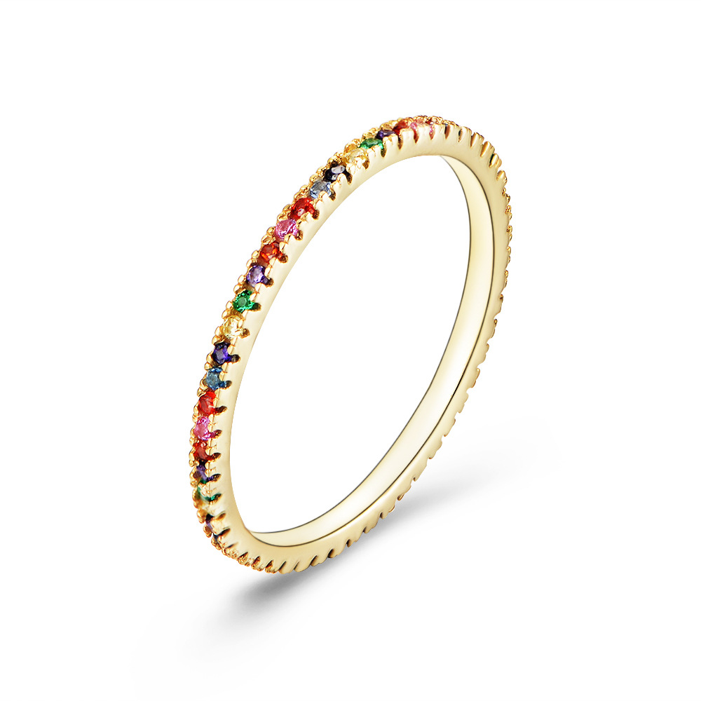 Hot-selling S925 sterling silver colored zircon micro-pave full diamond ring for women, European and American style fashion jewelry.