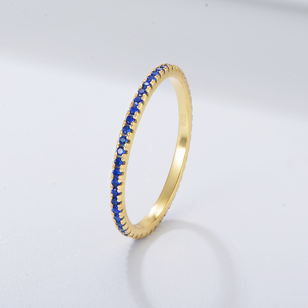 Hot-selling S925 sterling silver colored zircon micro-pave full diamond ring for women, European and American style fashion jewelry.