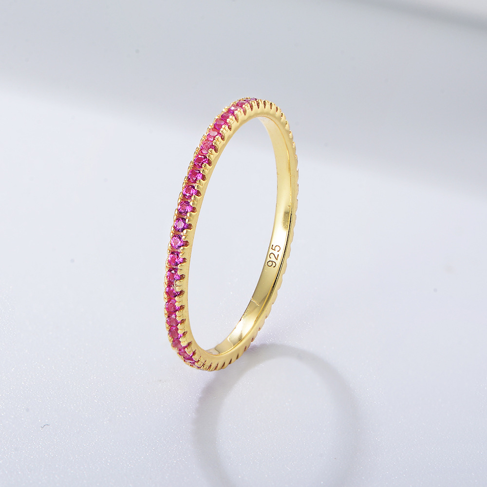 Hot-selling S925 sterling silver colored zircon micro-pave full diamond ring for women, European and American style fashion jewelry.