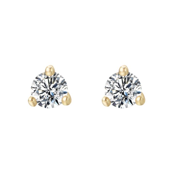 S925 Sterling Silver Three-Prong Round Zirconia Stud Earrings for Women, Fashionable, Simple, Mini Earrings, Elegant Wholesale Earrings, Small Jewelry