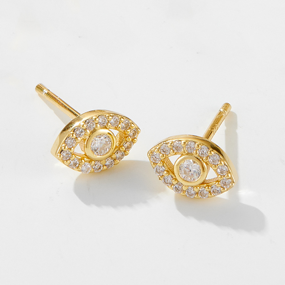 925 Sterling Silver Evil Eye Earrings for Women, European and American Style, Niche Luxury, Micro-set Zircon Eye Stud Earrings