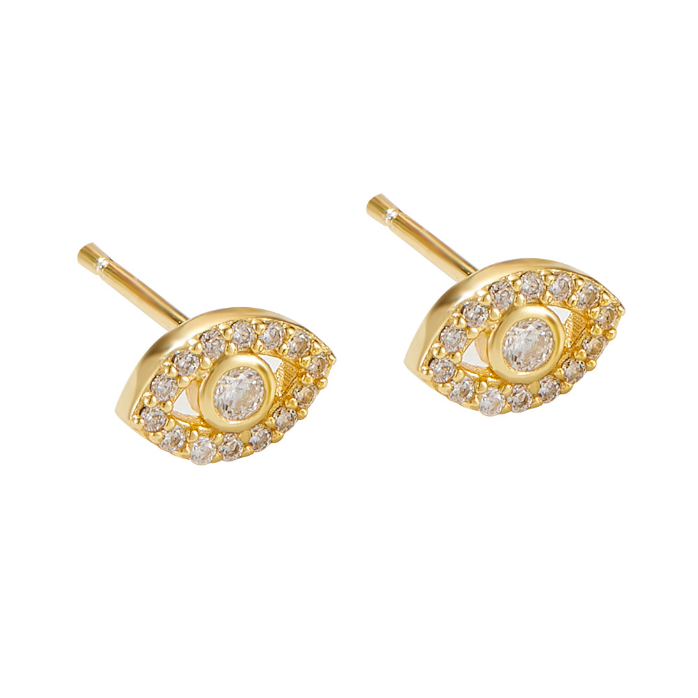 925 Sterling Silver Evil Eye Earrings for Women, European and American Style, Niche Luxury, Micro-set Zircon Eye Stud Earrings