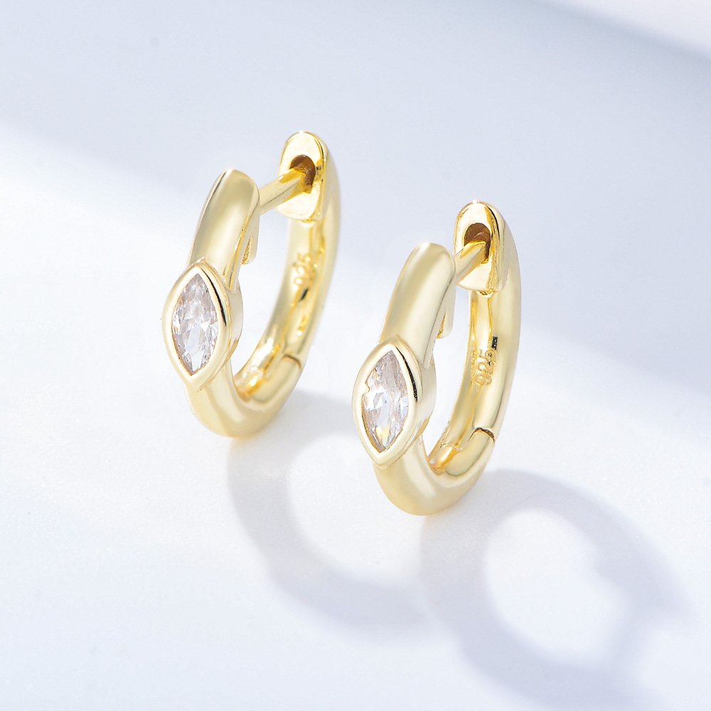 European and American style creative and versatile earring set, S925 sterling silver chain earrings, C-shaped earring clips, teardrop zircon earrings.