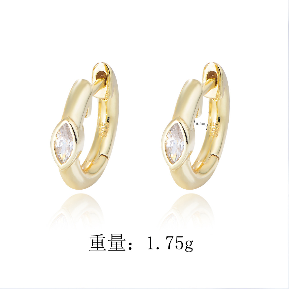 European and American style creative and versatile earring set, S925 sterling silver chain earrings, C-shaped earring clips, teardrop zircon earrings.