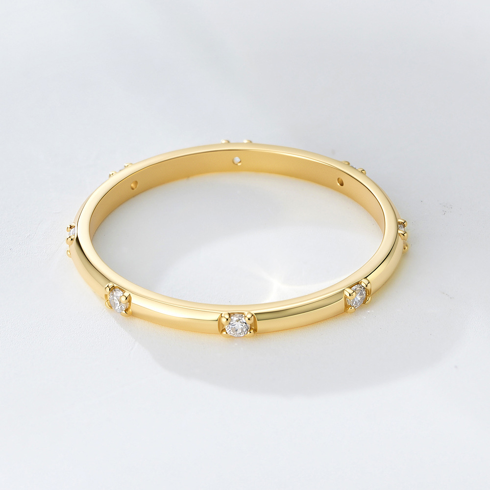 S925 Sterling Silver Fashionable Minimalist Zircon Ring, European and American Style, Elegant Women's Diamond-set Versatile Jewelry