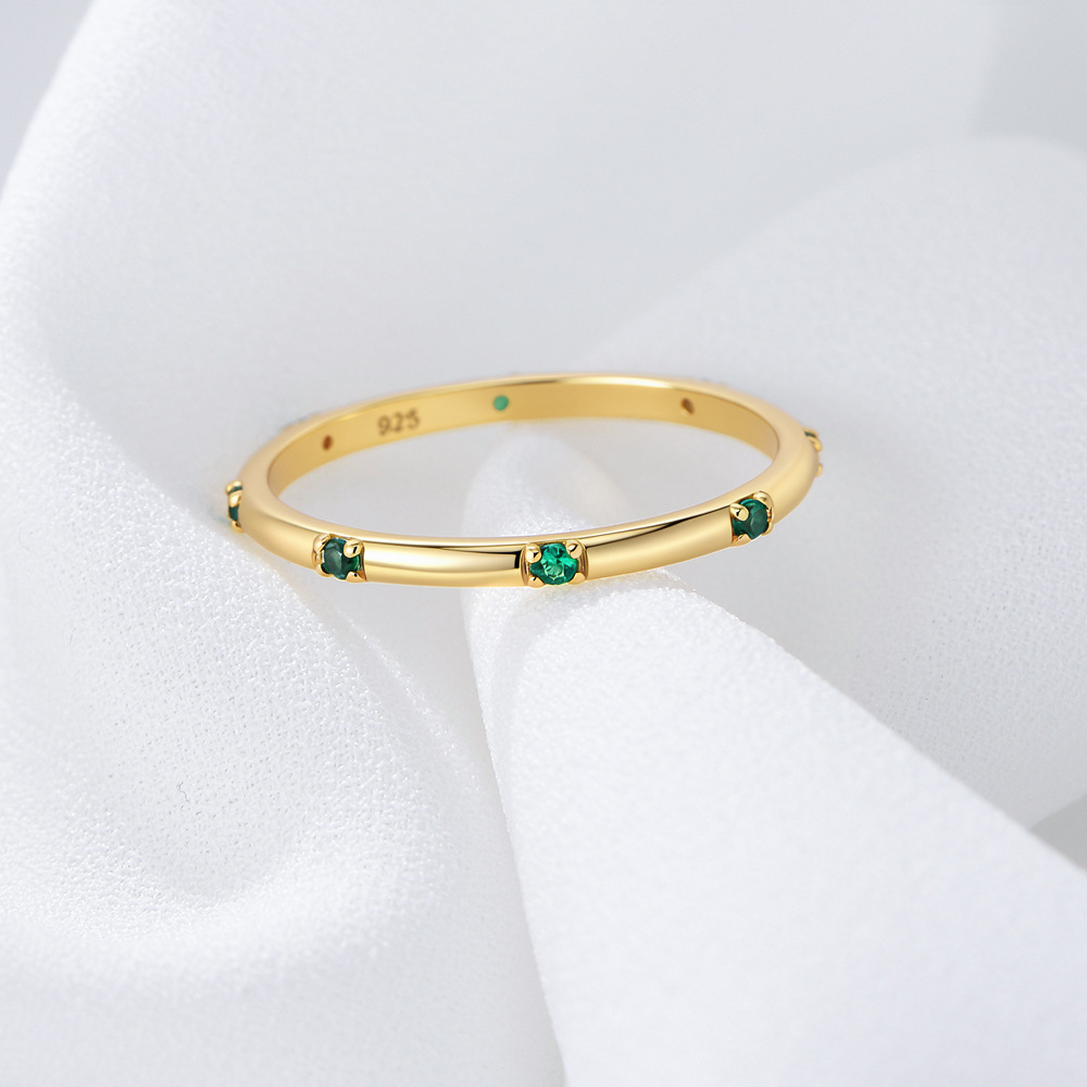 S925 Sterling Silver Fashionable Minimalist Zircon Ring, European and American Style, Elegant Women's Diamond-set Versatile Jewelry