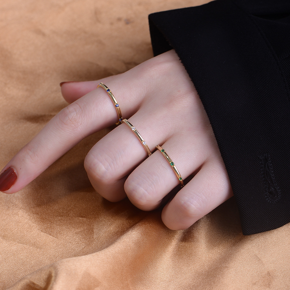 S925 Sterling Silver Fashionable Minimalist Zircon Ring, European and American Style, Elegant Women's Diamond-set Versatile Jewelry