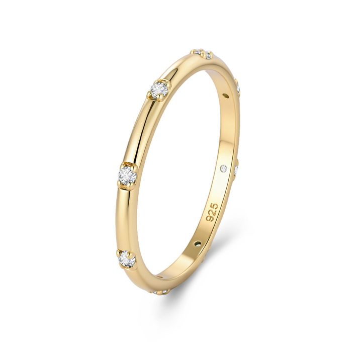 S925 Sterling Silver Fashionable Minimalist Zircon Ring, European and American Style, Elegant Women's Diamond-set Versatile Jewelry