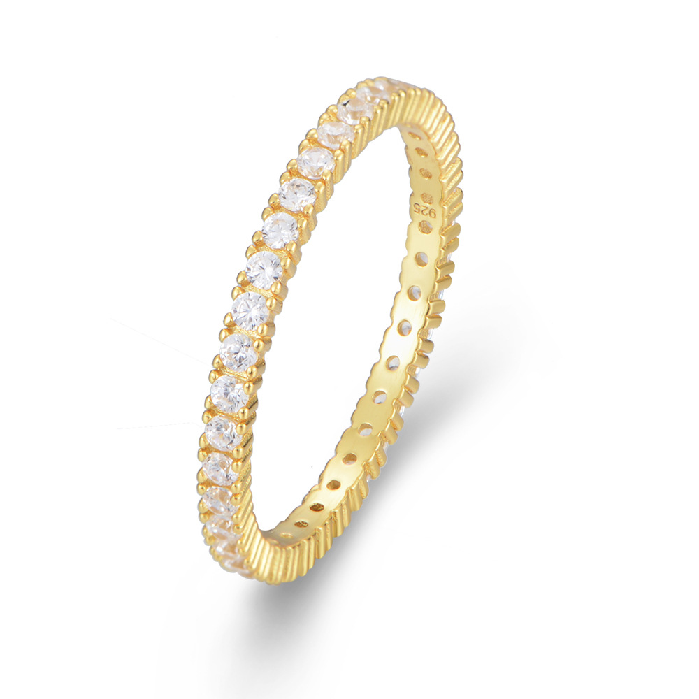 Micro-paved zircon and full diamond ring, sterling silver, fashionable and simple, European and American style, versatile, stackable, jewelry.