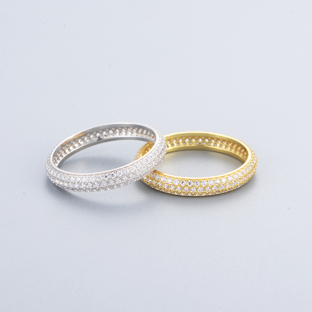 925 Sterling Silver Full Circle Diamond Micro-set Zirconia Index Finger Ring, European and American Style, Versatile, Stackable, Simple Ring Jewelry for Women