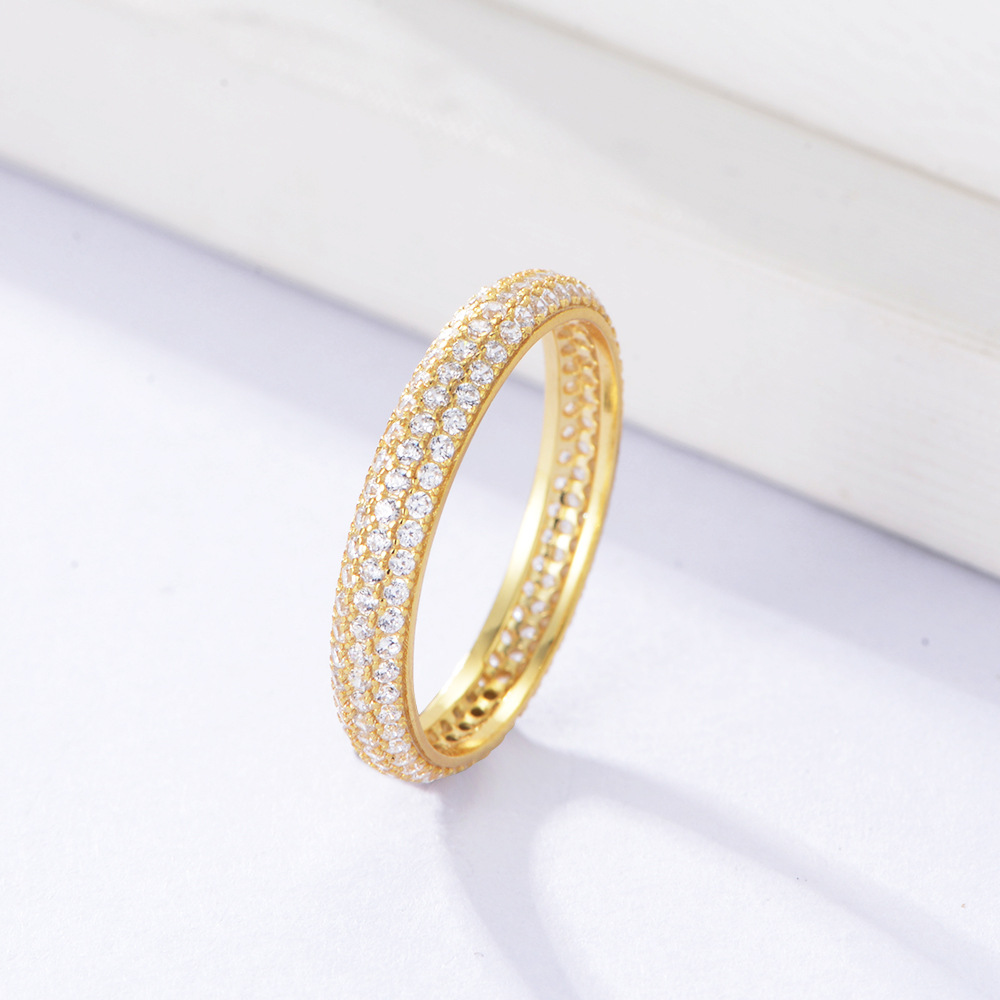 925 Sterling Silver Full Circle Diamond Micro-set Zirconia Index Finger Ring, European and American Style, Versatile, Stackable, Simple Ring Jewelry for Women