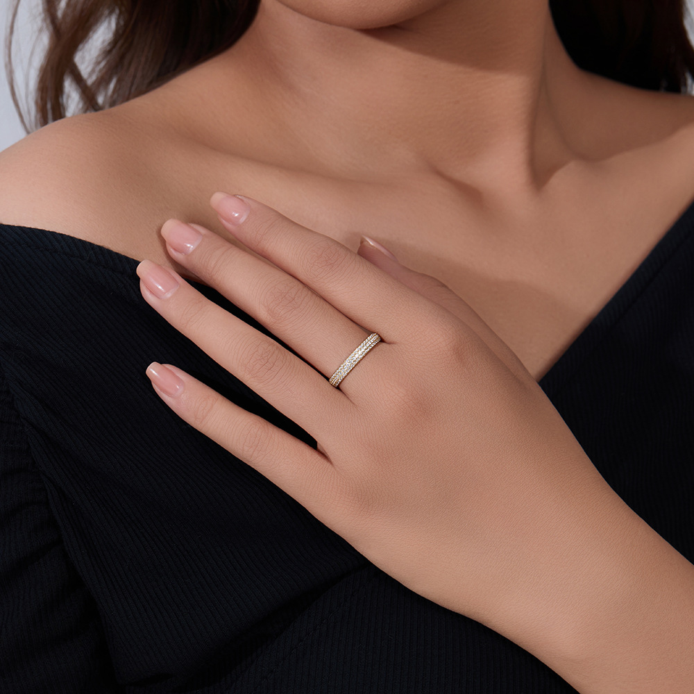 925 Sterling Silver Full Circle Diamond Micro-set Zirconia Index Finger Ring, European and American Style, Versatile, Stackable, Simple Ring Jewelry for Women