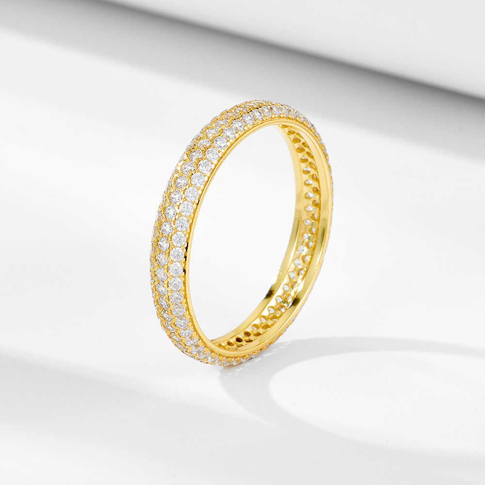 925 Sterling Silver Full Circle Diamond Micro-set Zirconia Index Finger Ring, European and American Style, Versatile, Stackable, Simple Ring Jewelry for Women