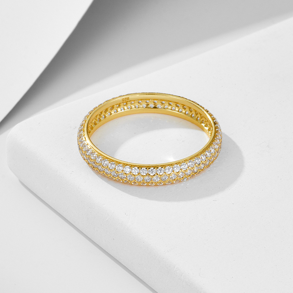 925 Sterling Silver Full Circle Diamond Micro-set Zirconia Index Finger Ring, European and American Style, Versatile, Stackable, Simple Ring Jewelry for Women