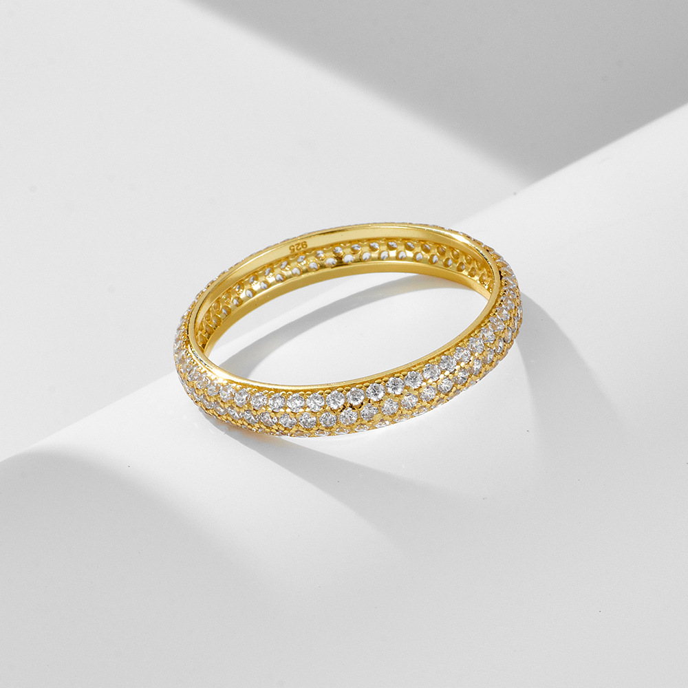 925 Sterling Silver Full Circle Diamond Micro-set Zirconia Index Finger Ring, European and American Style, Versatile, Stackable, Simple Ring Jewelry for Women