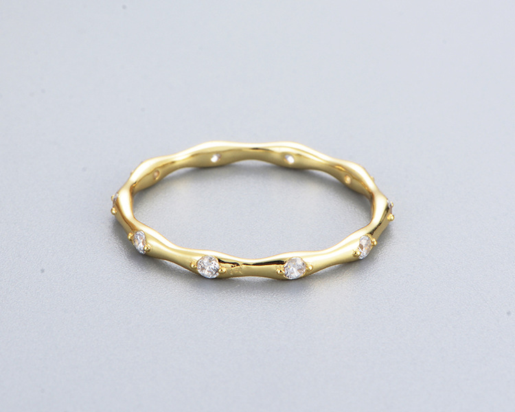 S925 sterling silver minimalist geometric bamboo-shaped ring for women, Japanese style, understated luxury, fashionable, cool-toned, zircon stone ring, delicate bracelet.