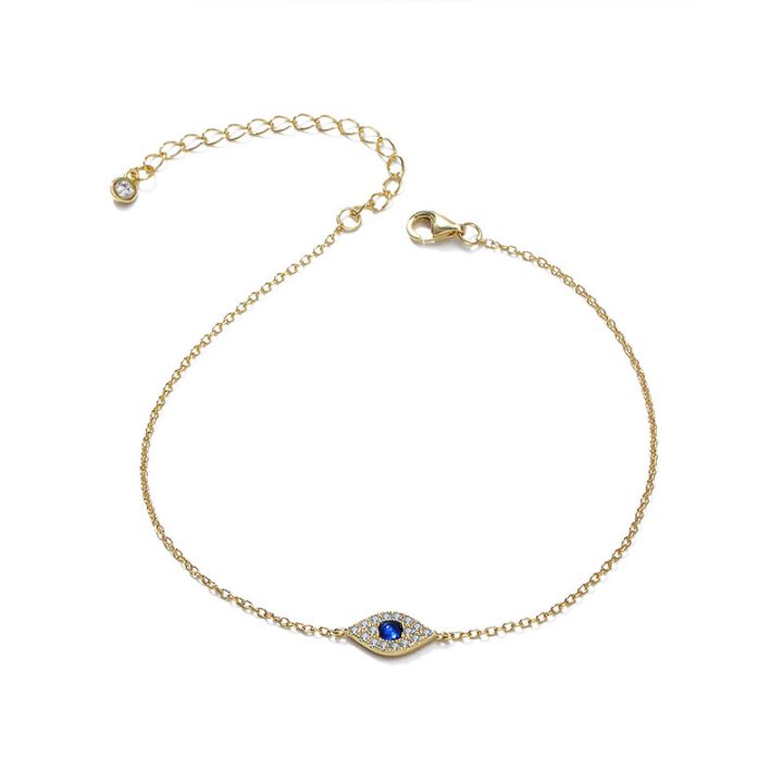 S925 Sterling Silver Evil Eye Micro-set Zirconia Bracelet for Women, European and American Style, Vintage High-End Design, Diamond-set Jewelry