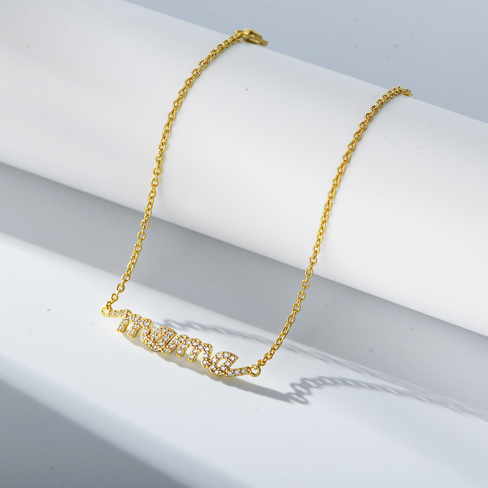 S925 Sterling Silver Zircon Letter "Mama" Bracelet for Women, New European and American Style, Micro-painted Zircon Mother's Day Jewelry