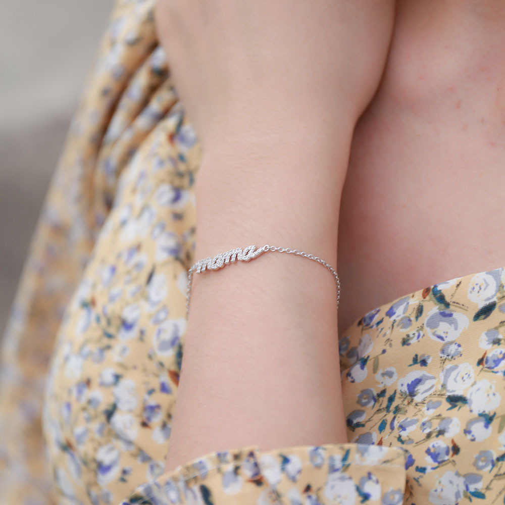 S925 Sterling Silver Zircon Letter "Mama" Bracelet for Women, New European and American Style, Micro-painted Zircon Mother's Day Jewelry