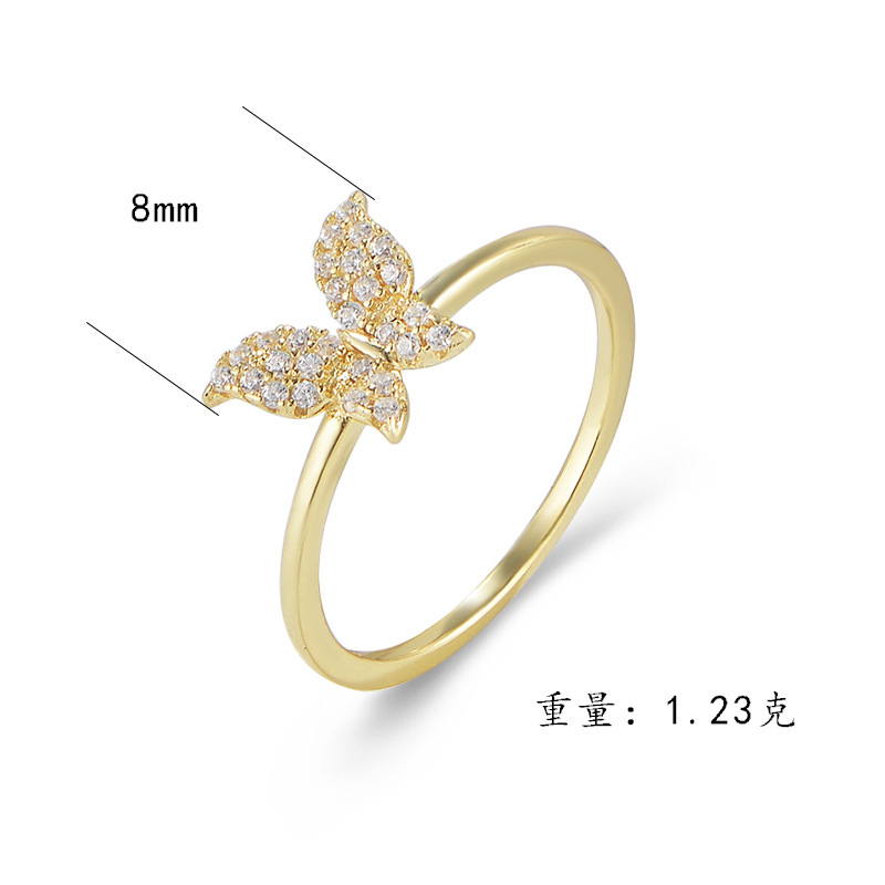 S925 sterling silver butterfly ring for women, niche design, fashionable and unique, trendy and sophisticated, minimalist style pinky ring.