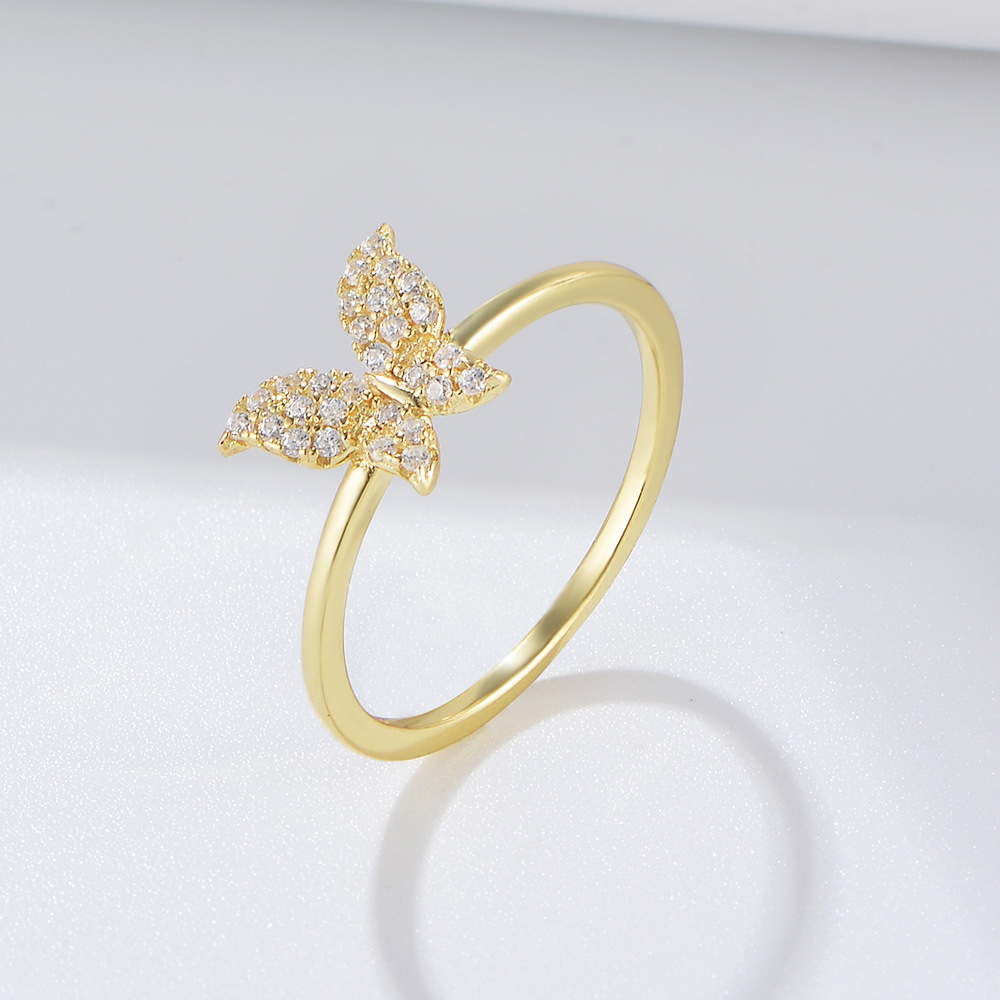 S925 sterling silver butterfly ring for women, niche design, fashionable and unique, trendy and sophisticated, minimalist style pinky ring.