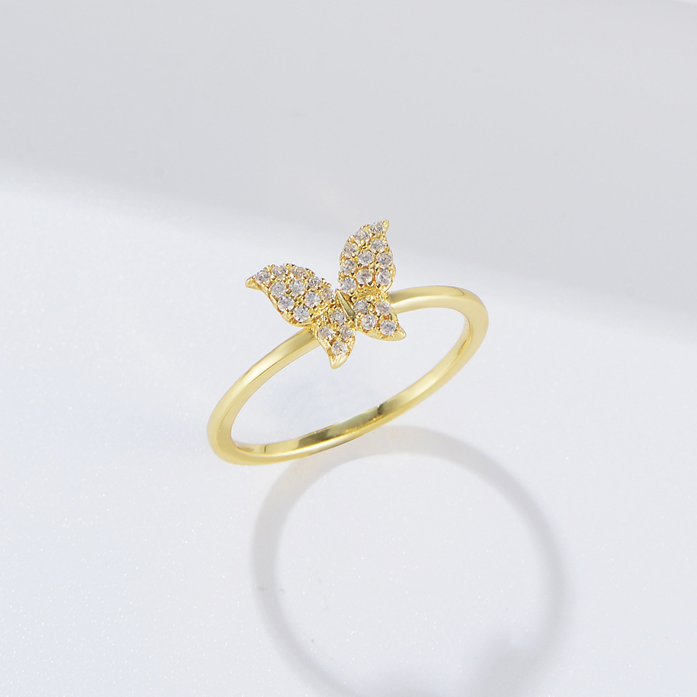 S925 sterling silver butterfly ring for women, niche design, fashionable and unique, trendy and sophisticated, minimalist style pinky ring.