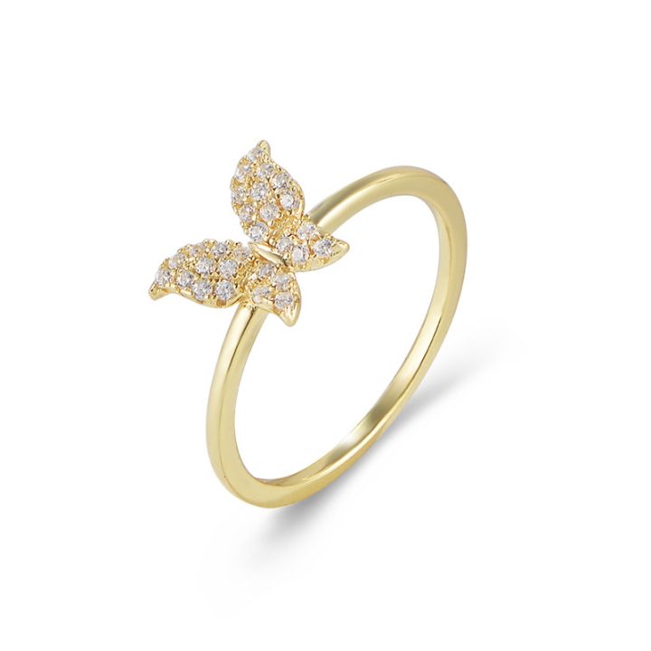 S925 sterling silver butterfly ring for women, niche design, fashionable and unique, trendy and sophisticated, minimalist style pinky ring.
