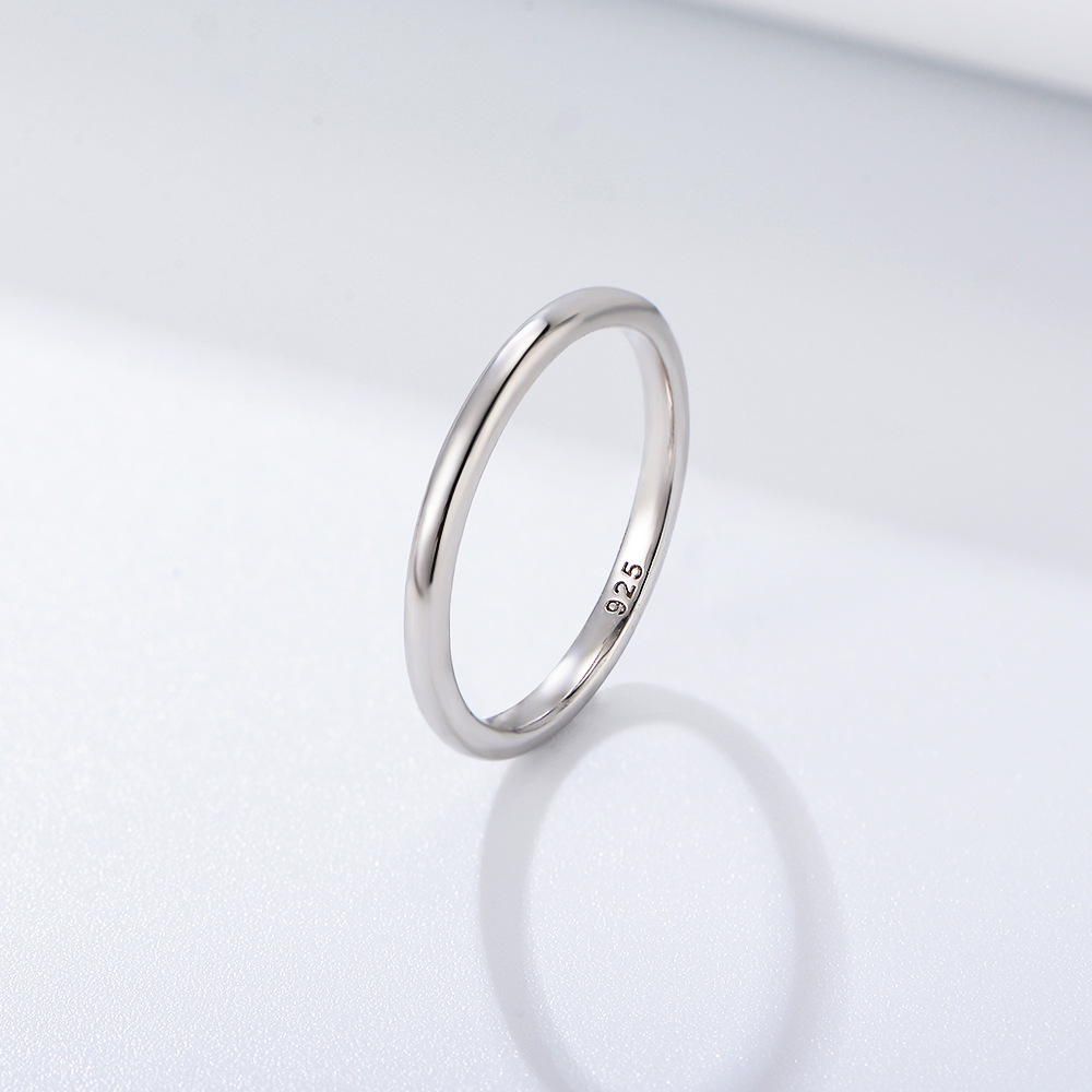 Plain sterling silver ring for women, plated with 14K gold, Korean style, minimalist, understated luxury, thin pinky ring, smooth index finger ring.
