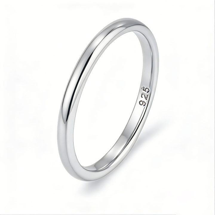 Plain sterling silver ring for women, plated with 14K gold, Korean style, minimalist, understated luxury, thin pinky ring, smooth index finger ring.