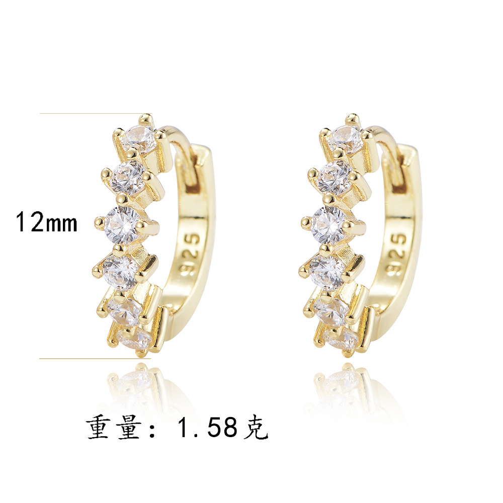 European and American style, ins-style, export-oriented, C-shaped, diamond-encrusted, zircon-embellished, unique and fashionable S925 sterling silver earrings.