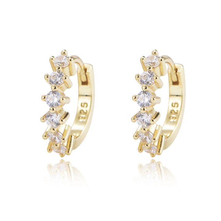 European and American style, ins-style, export-oriented, C-shaped, diamond-encrusted, zircon-embellished, unique and fashionable S925 sterling silver earrings.