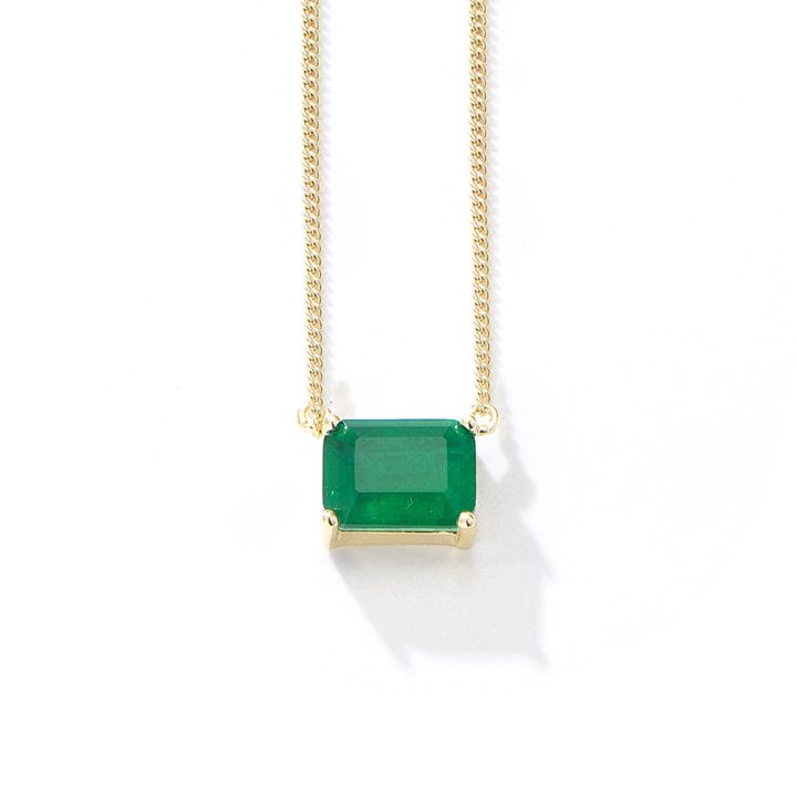 S925 Sterling Silver Square Emerald Gemstone Necklace for Women, Niche Design, Light Luxury, Simple, Single Diamond Clavicle Chain