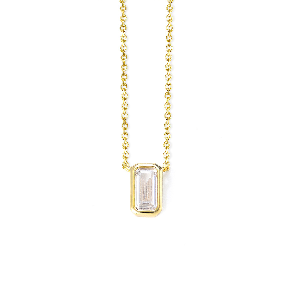S925 Sterling Silver Geometric Square Zircon Pendant Necklace, Adjustable Clavicle Chain, Minimalist Luxury Jewelry
