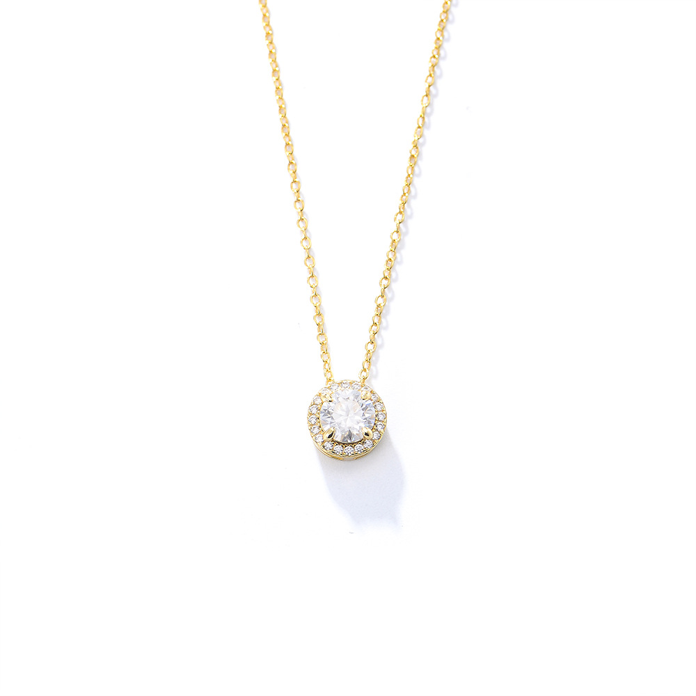 S925 Sterling Silver Diamond and Round Zircon Necklace for Women, Unique Design, European and American Style, Versatile Collarbone Chain