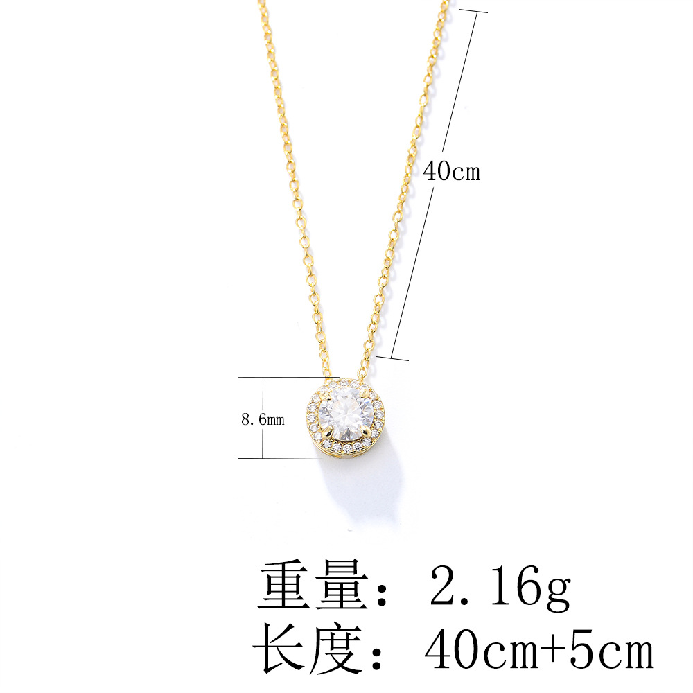 S925 Sterling Silver Diamond and Round Zircon Necklace for Women, Unique Design, European and American Style, Versatile Collarbone Chain