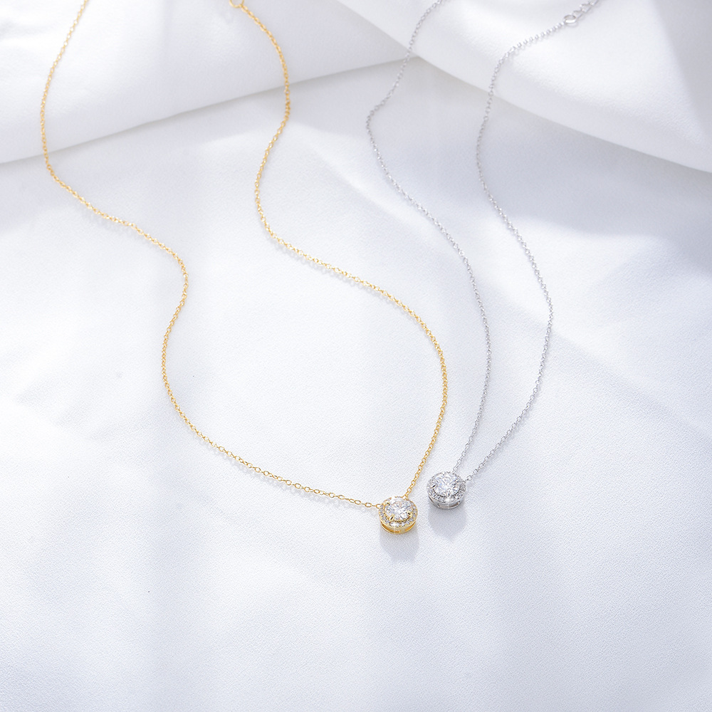 S925 Sterling Silver Diamond and Round Zircon Necklace for Women, Unique Design, European and American Style, Versatile Collarbone Chain