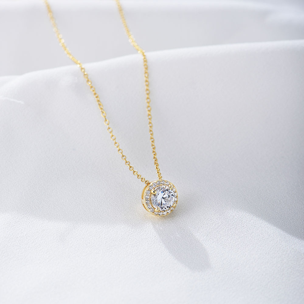 S925 Sterling Silver Diamond and Round Zircon Necklace for Women, Unique Design, European and American Style, Versatile Collarbone Chain