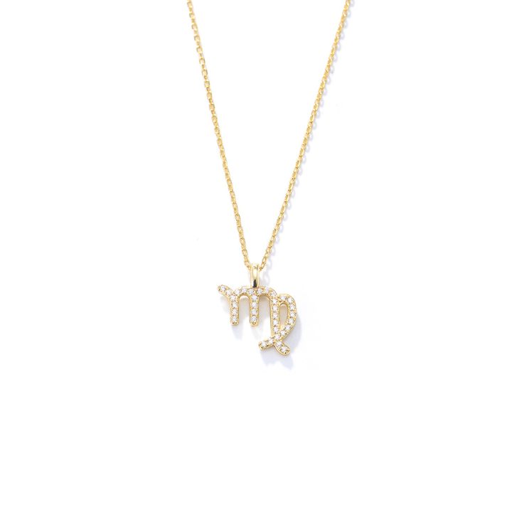S925 Sterling Silver Diamond Twelve Constellation Pendant Necklace for Women, Fashionable Popular Collarbone Chain, European and American Style, Wish Hot Selling Item