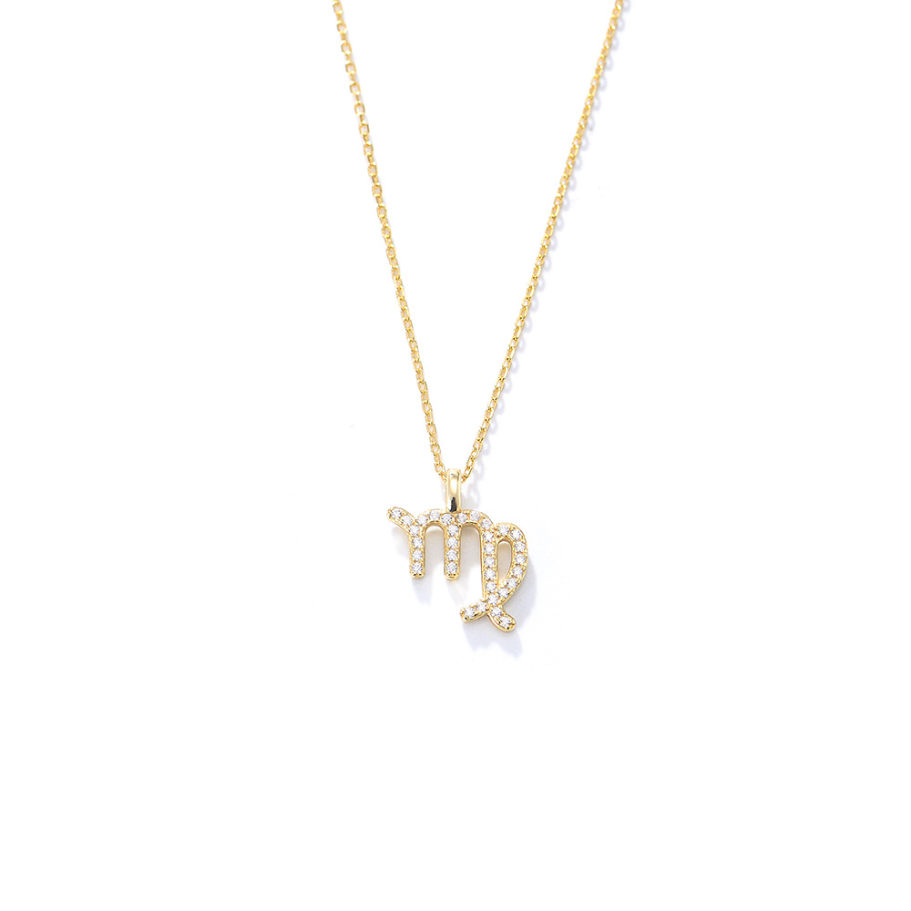 S925 Sterling Silver Zodiac Pendant Necklace, Adjustable Constellation Collarbone Chain