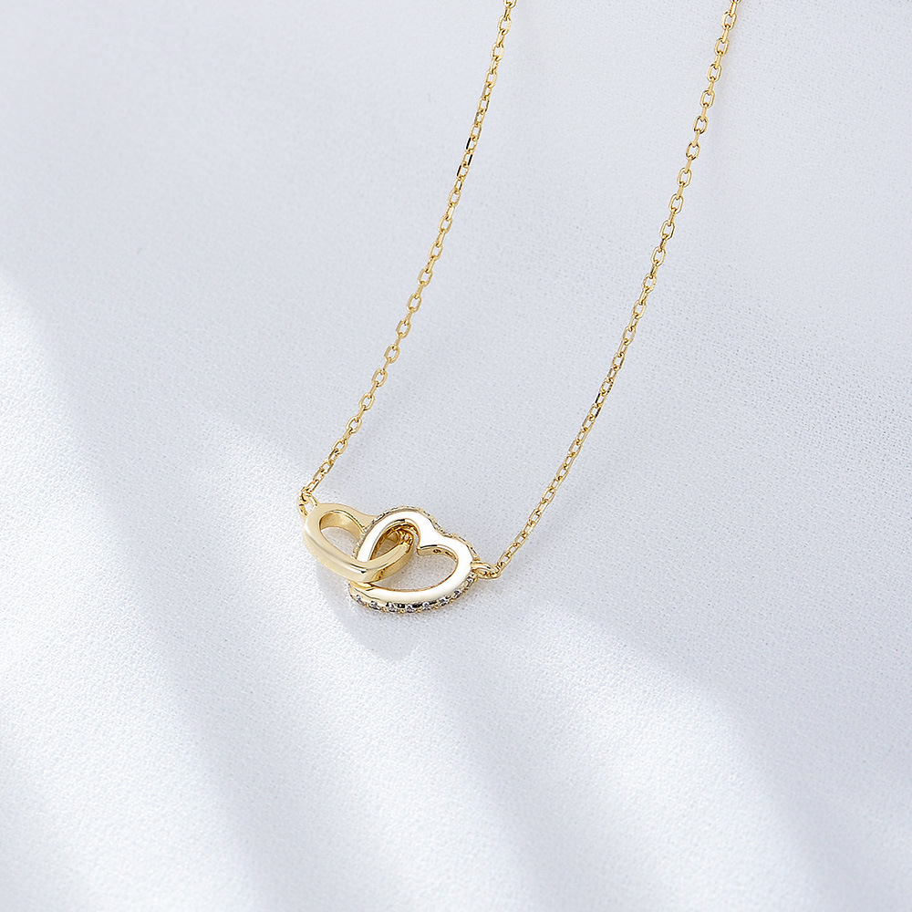 S925 Sterling Silver Simple Diamond-Studded Heart-Shaped Necklace for Women, Korean Style, Classic and Elegant, Versatile Heart-Shaped Collarbone Chain.