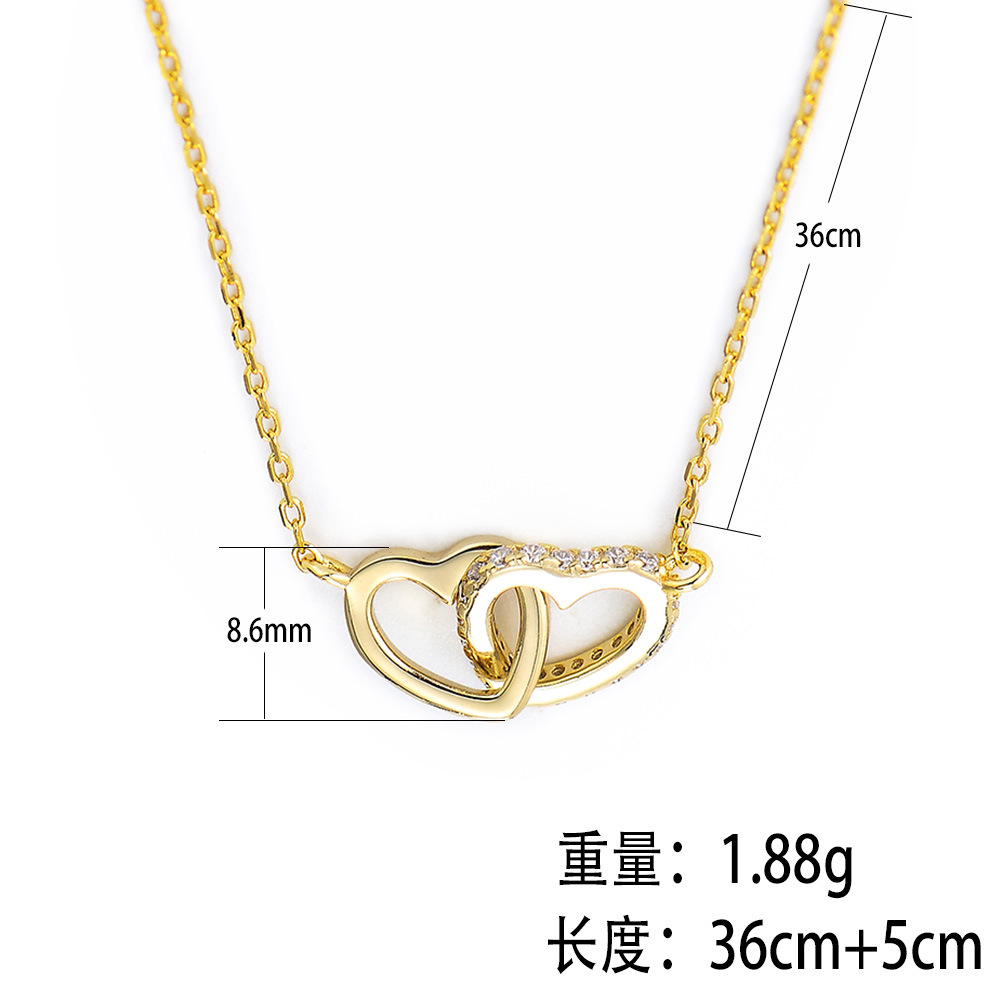 S925 Sterling Silver Simple Diamond-Studded Heart-Shaped Necklace for Women, Korean Style, Classic and Elegant, Versatile Heart-Shaped Collarbone Chain.