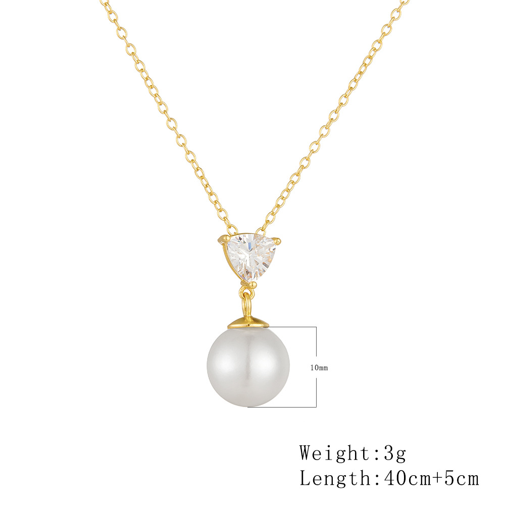 S925 Sterling Silver Heart-Shaped Zircon Pearl Necklace for Women - Versatile, Simple, Collarbone Chain, Silver Jewelry - Niche Design, Light Luxury