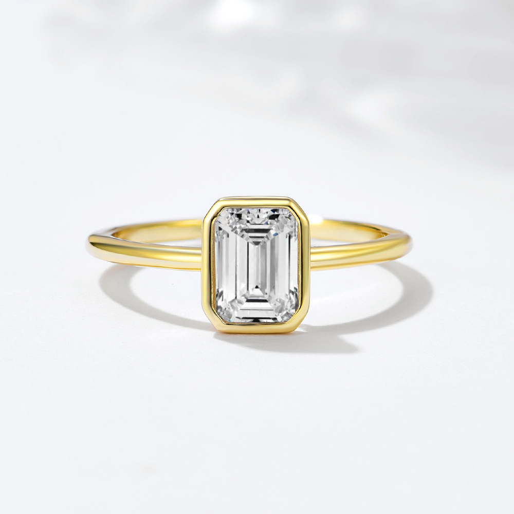 S925 Sterling Silver Fashionable Simple Square Zircon Ring for Women, European and American Niche Design, Light Luxury and Versatile Ring