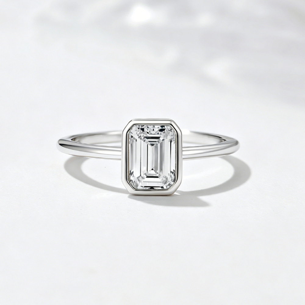 S925 Sterling Silver Fashionable Simple Square Zircon Ring for Women, European and American Niche Design, Light Luxury and Versatile Ring