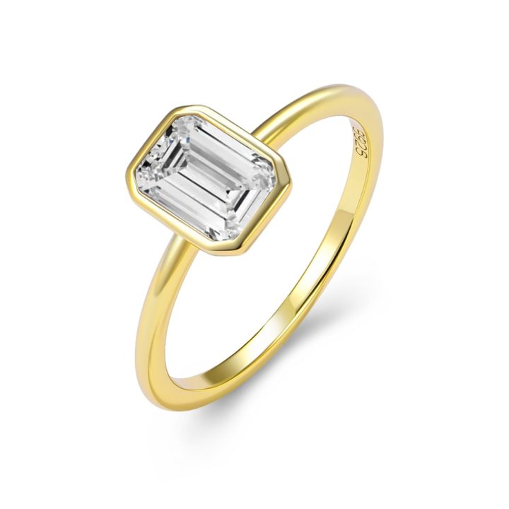 S925 Sterling Silver Fashionable Simple Square Zircon Ring for Women, European and American Niche Design, Light Luxury and Versatile Ring