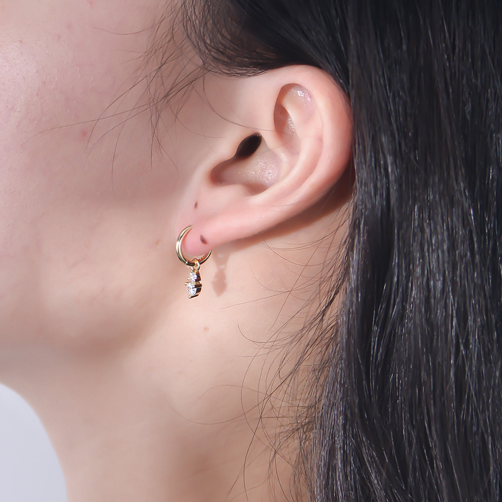 New S925 sterling silver earrings, small and unique zircon drop earrings, European and American style, elegant women's silver earrings.